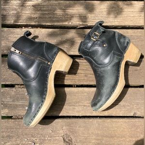 Dansko wooden heel ankle boot clog